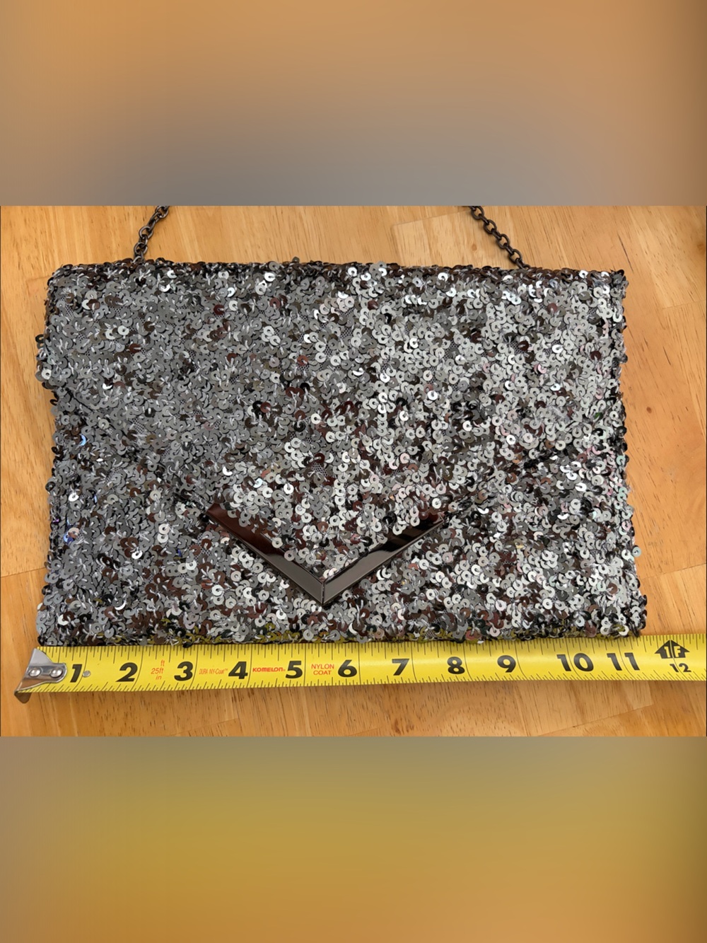 Urban Expressions Silver Sequin Envelope Clutch with Chain #107